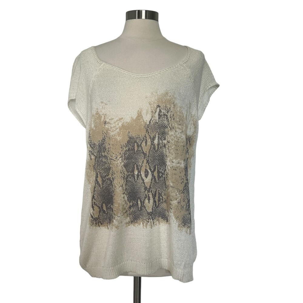 ANTONIO MELANI Sheer Snakeskin Print Top SZ LG